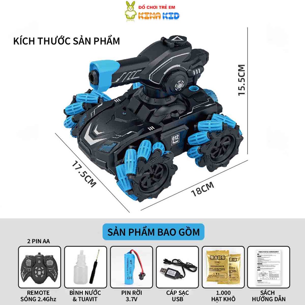 Xe Tăng Điều Khiển Từ Xa Gallop, Xoay 360 Độ, Phóng Hạt Nước, Phun sương, Sáng Đèn Và Phát Nhạc Vui Nhộn