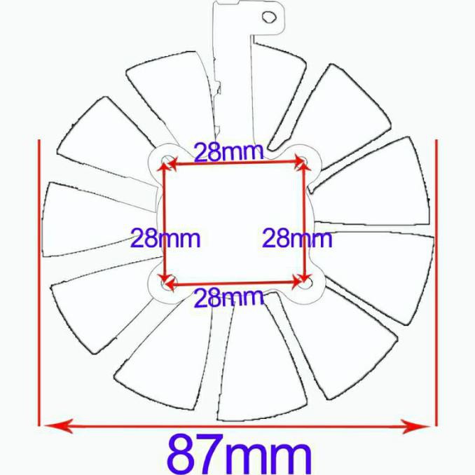 Quạt Asus Rog Strix 87mm Vga 4pin Rx 580 570 480 470 Gtx 1060 1070