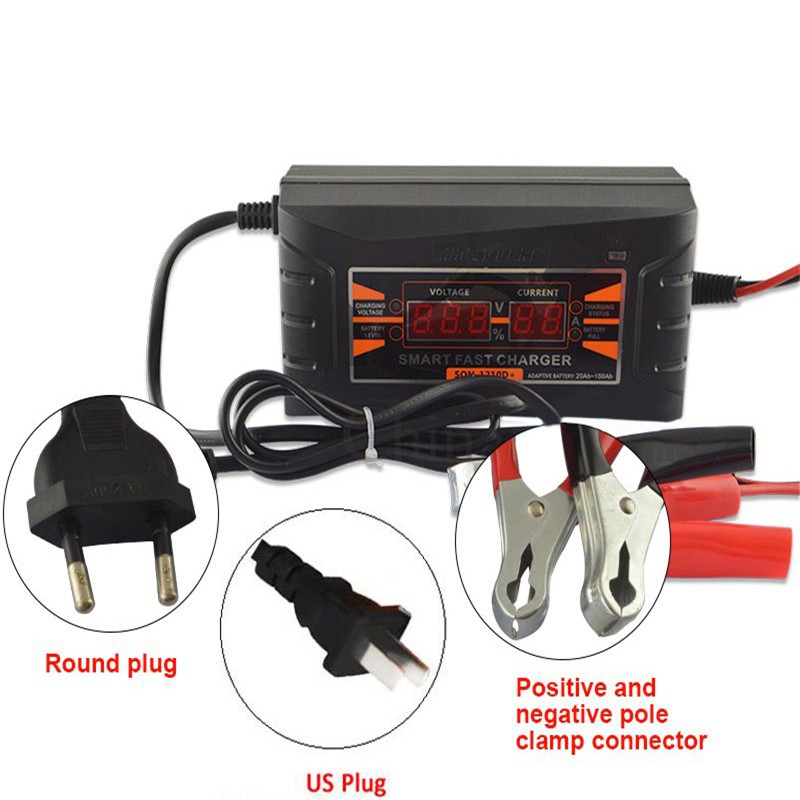 Bộ sạc bình ắc quy xe máy có màn hình LCD hiển thị 12V 10A