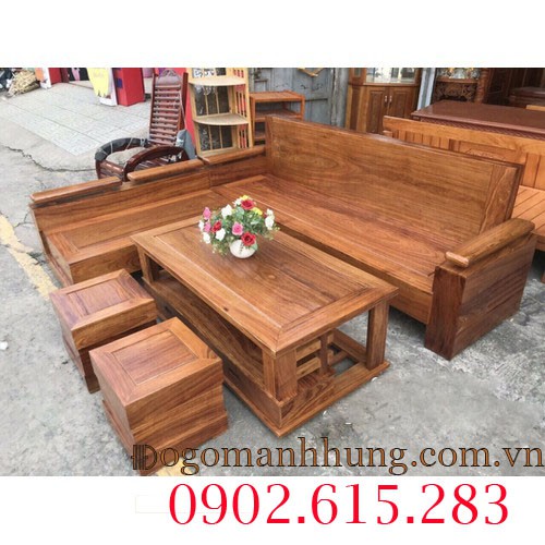 Bộ sofa góc gỗ hương, bộ sofa salon phòng khách mẫu MS19