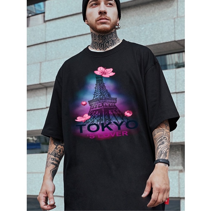 Áo thun nam tay lỡ in hình tokyo lover EP14 thời trang Everest