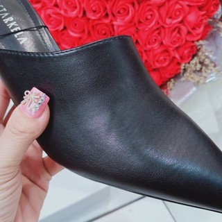Sục da nữ, gót cao 5cm, màu đen, da bóng
