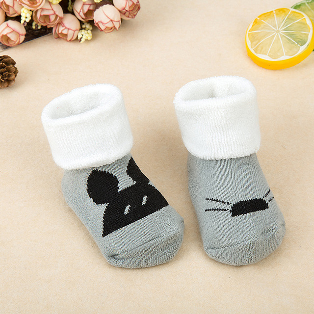 0-3Yrs Newborn Baby Socks Winter Cartoon Cotton Kids Floor Sock Thick Warm Girl Boy Socks