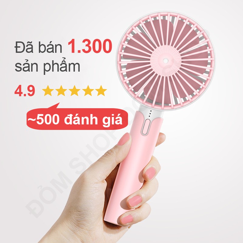 Quạt mini tích điện cầm tay 7 cánh, pin dự phòng 1200mAh, sạc usb, có đế để bàn - MÃ Q59