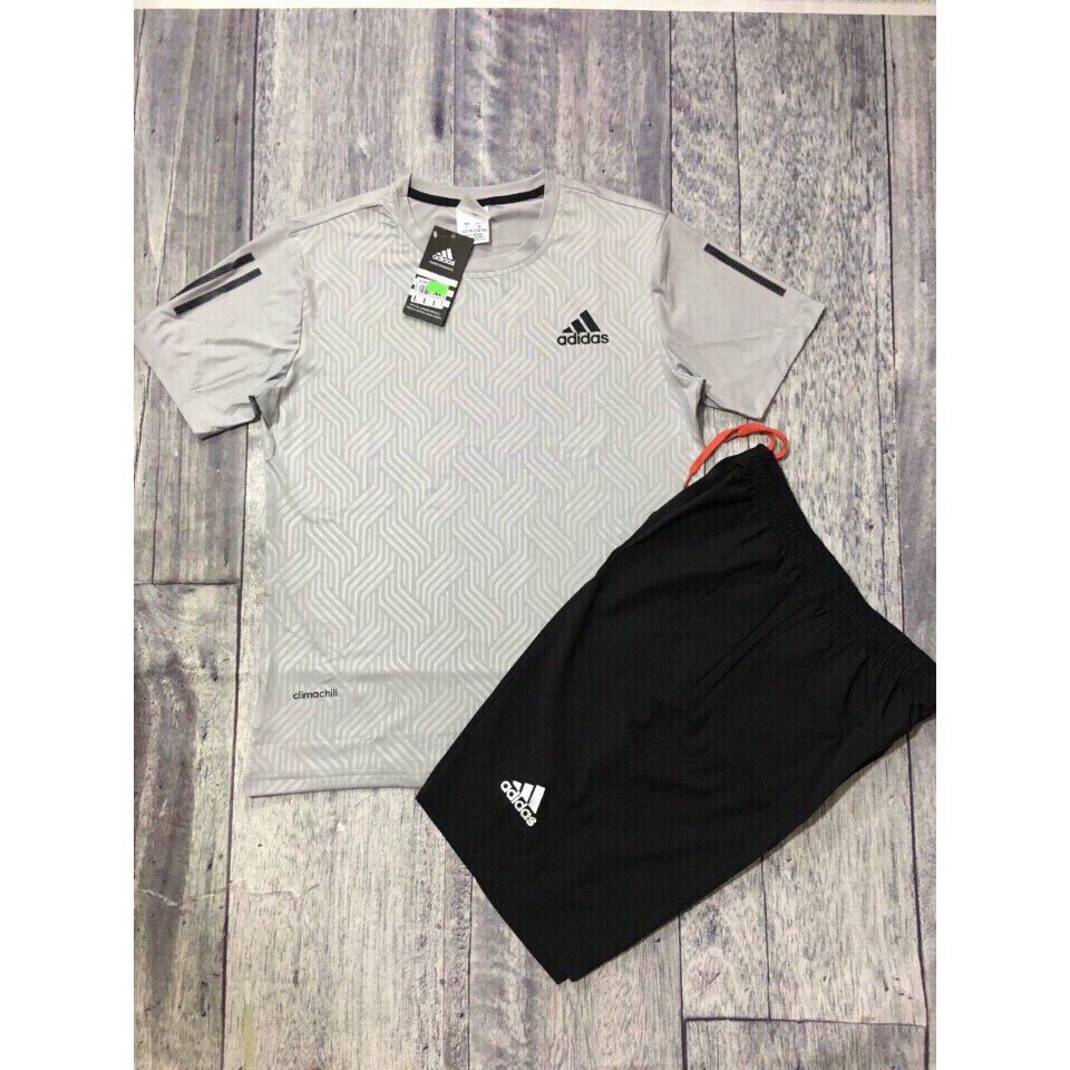 Bộ thể thao thun lạnh cổ tròn ép vân cao tần Adidas [ hot trend ]