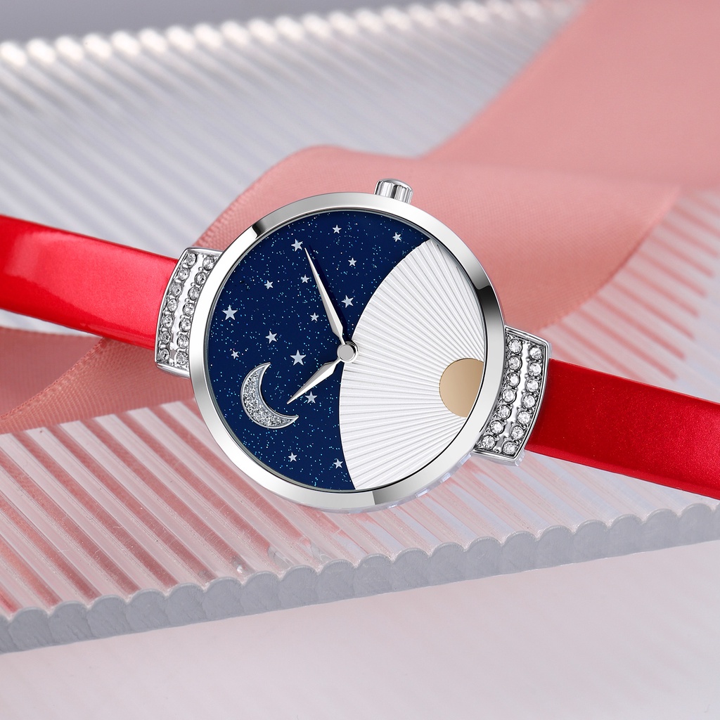 Đồng Hồ Nữ Dây Da Mặt Trăng Và Ngôi Sao Chống Thấm Nước SKMEI 9279