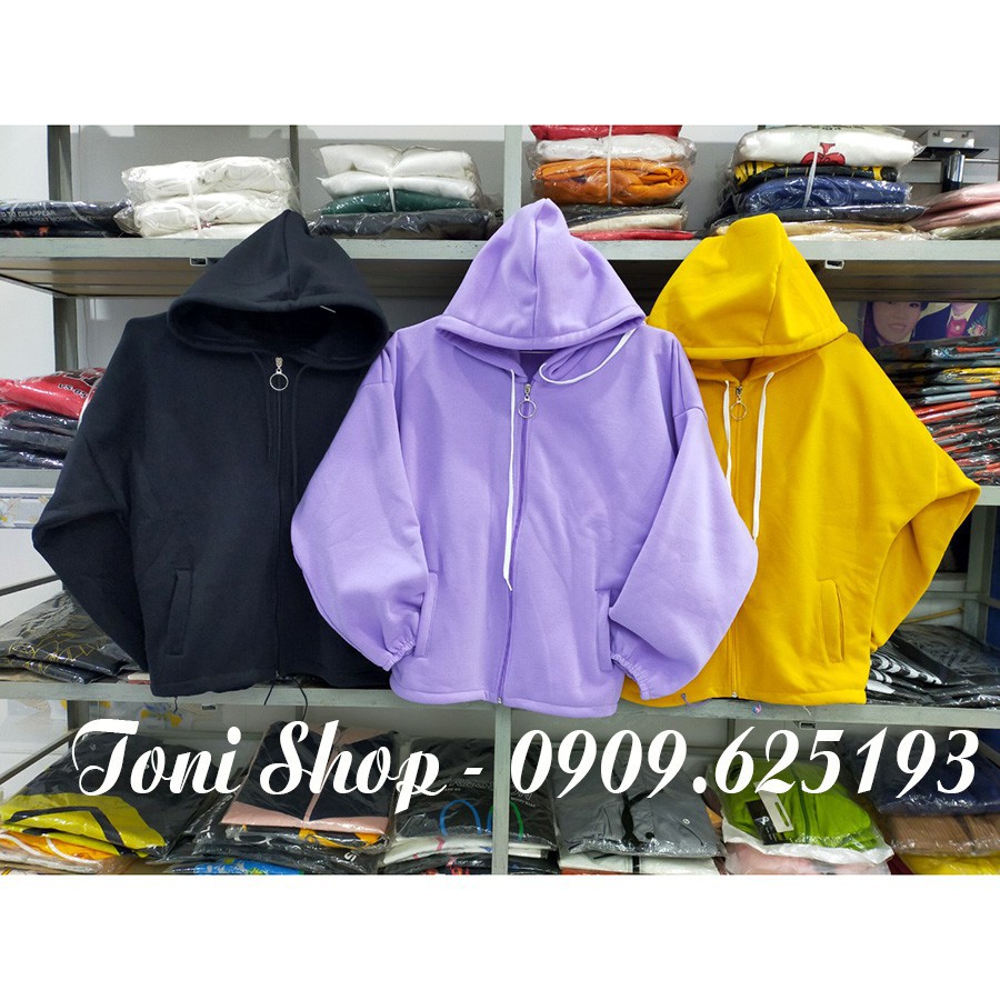 ÁO HOODIE - ÁO KHOÁC NỈ NGOẠI Form Dơi Lửng (Kèm Video Ảnh Thật - HD1250 - Khoen Dây Kéo) (Bảo Bảo Shop)