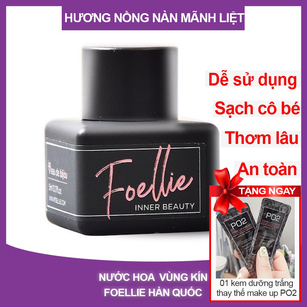 [MGG 40%]Nước hoa vùng kín hương thơm nồng nàn mãnh liệt Foellie Eau De Innerb Perfume 5ml - Bijou (chai đen)