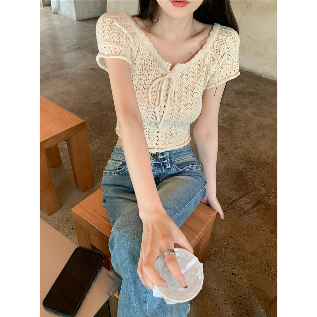 Áo Cardigan Dệt Kim Tay Ngắn 51256 Thời Trang Cho Nữ