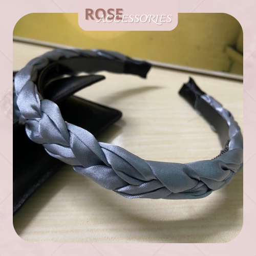 Bờm tóc bện lụa bóng bản 2cm phụ kiện tóc xinh Rose.Accessories mã B06