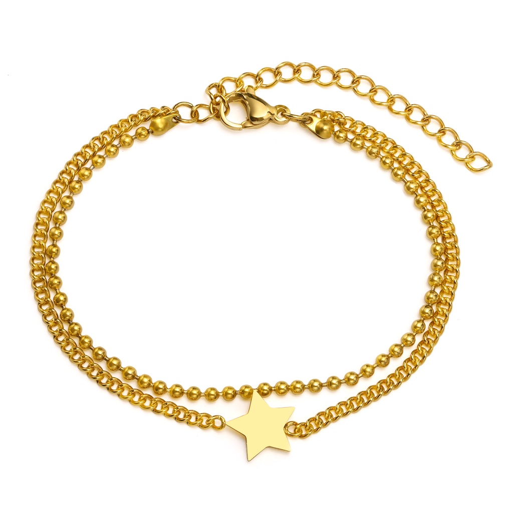 Vnox Vòng Đeo Tay Dây Xích Đôi Mạ Vàng Dành Cho Nữ