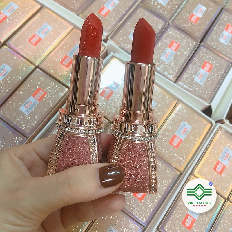 Son thỏi hình nơ Wodwod Diamond Enamel Bow Lipstick siêu sang chảnh VT235