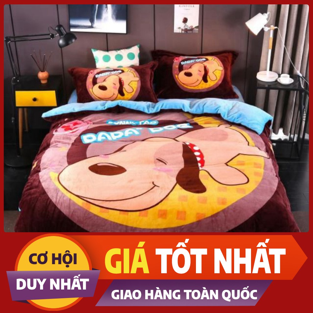 Bộ chăn ga gối nỉ nhung 3D (nhiều màu)