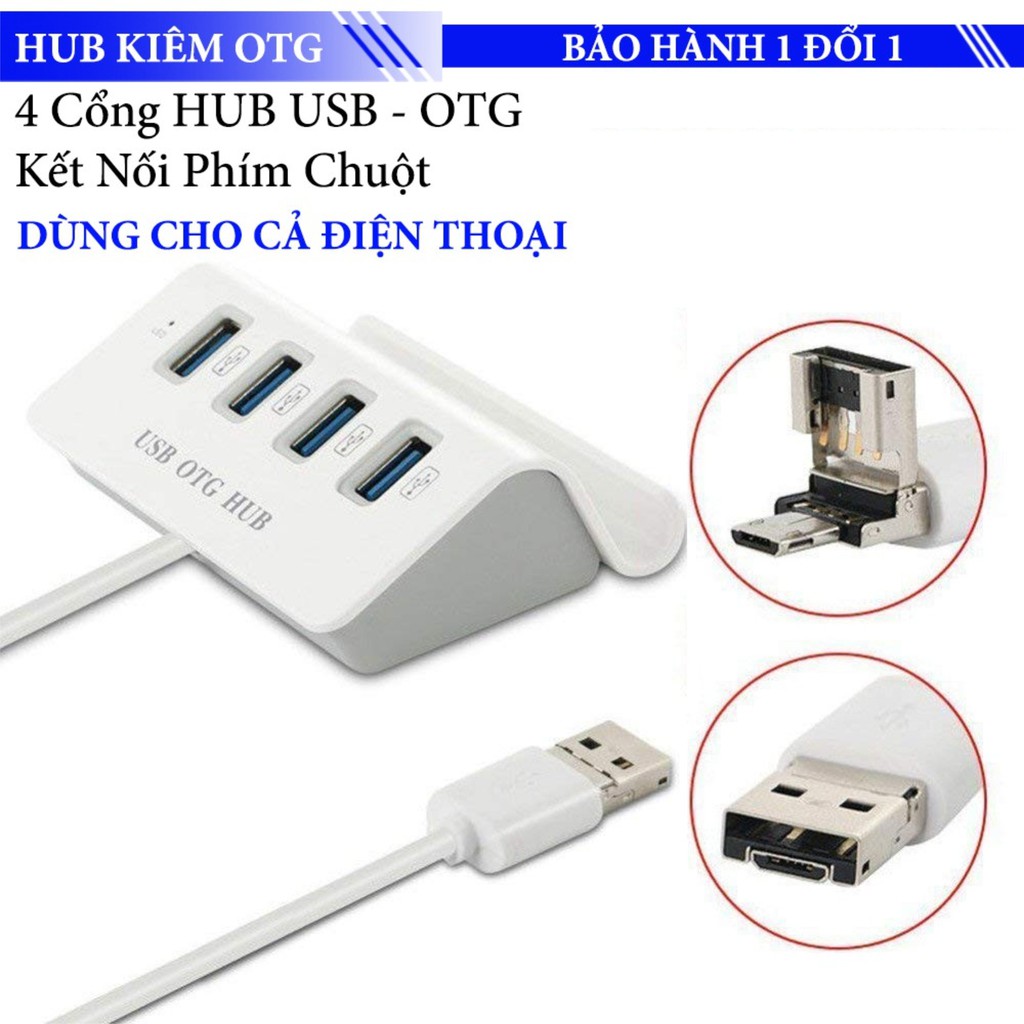 HUB chia USB / Micro USB ra 4 cổng USB 2.0 Kiêm USB OTG