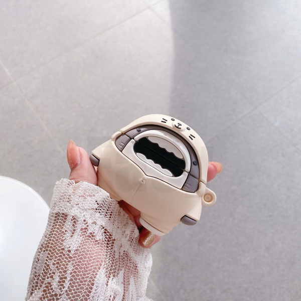 Vỏ Bảo Vệ Hộp Sạc Tai Nghe Airpods 1 2 3 pro Bằng TPU Mềm Hình Cá Mập Miệng Rộng