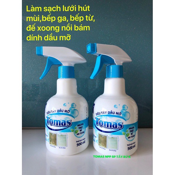 Tẩy đa năng, Siêu tẩy dầu mỡ Tomas chai 500ml xoong nồi, vách kính bàn bếp