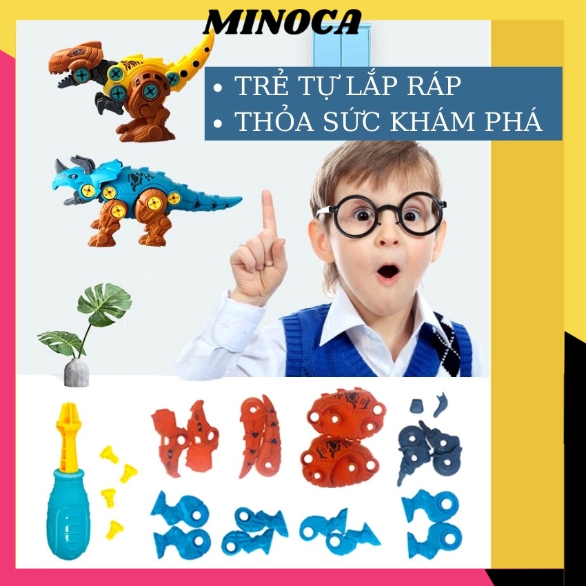 Trứng Khủng Long Lắp Ráp Đồ Chơi Thông Minh cho Bé Tặng Kèm Tua Vít