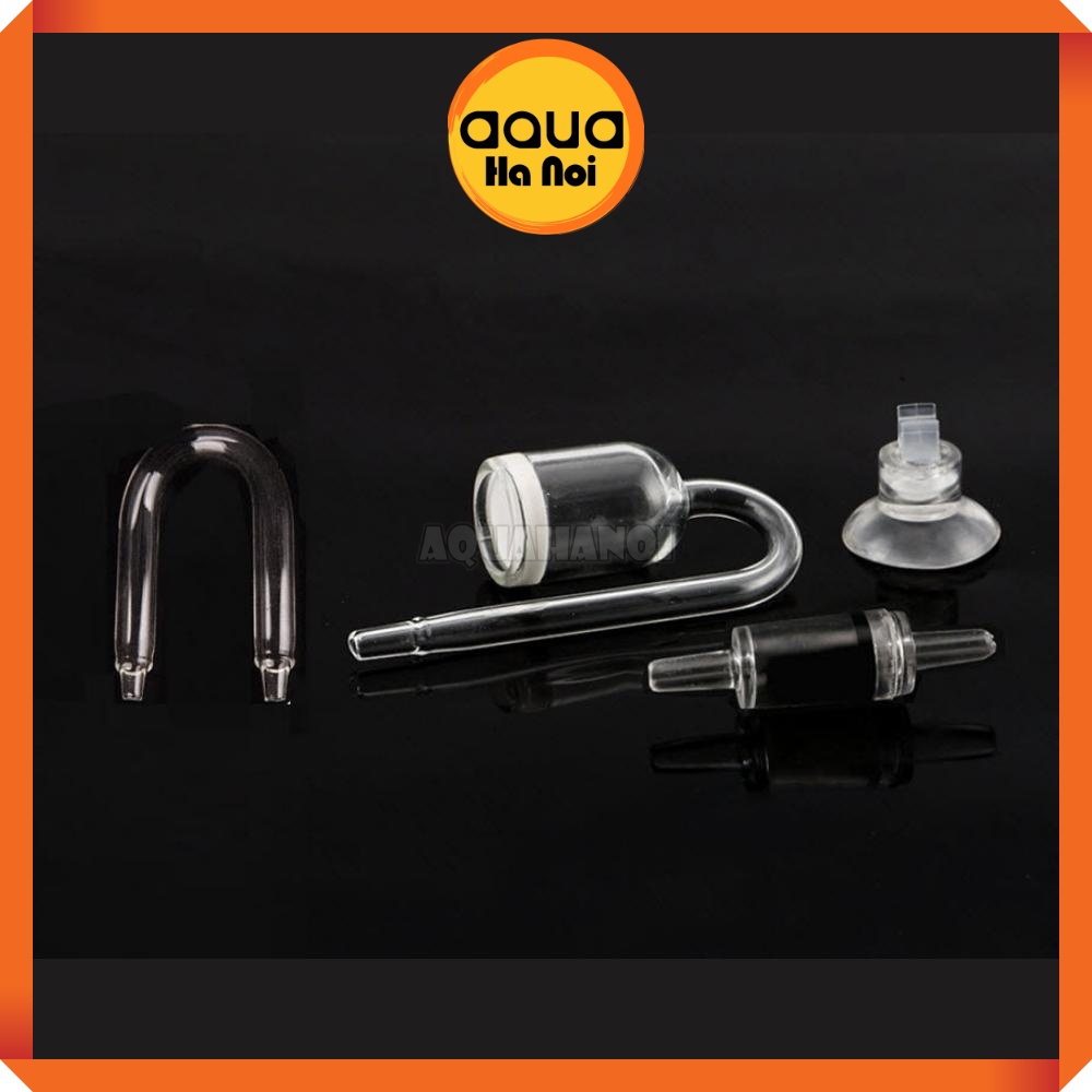 Cốc sủi CO2 thủy tinh siêu mịn cho hồ thủy sinh -  Tặng kèm chữ U chống gập dây, van 1 chiều, núm hít treo thành bể