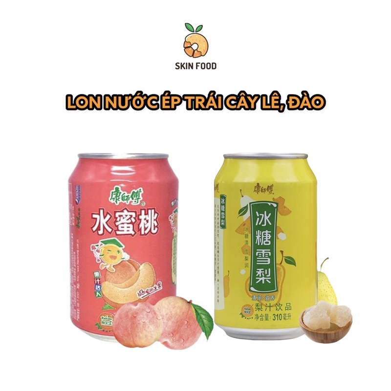 ( Lon 310ML ) Nước Ép Trái Cây Đài Loan / Nước Ép Lê , Đào