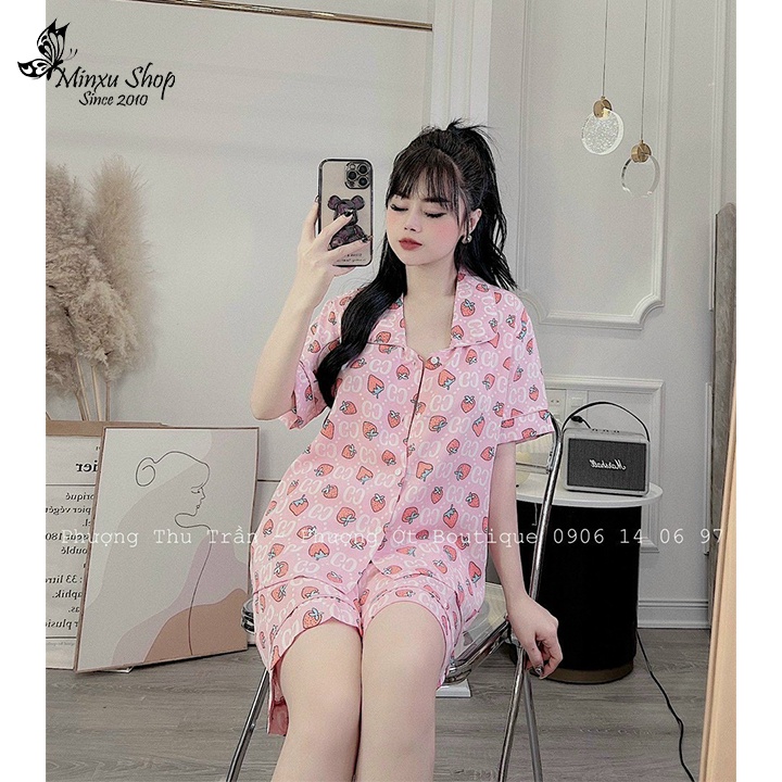 Đồ Ngủ Pijama Quần Lửng Tay Ngắn Vải Lụa Mango Mềm Mịn Siêu Xinh, Phom Thoải Mái Rộng Rãi Mã PB