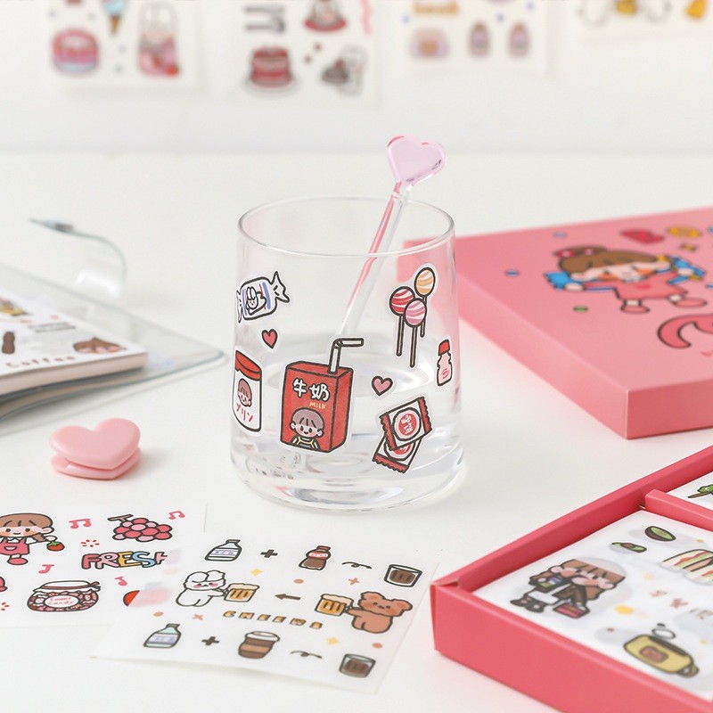 1 tờ giấy dán hình cô gái dễ thương nhiều mẫu mã