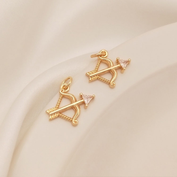 Mặt Dây Chuyền Hình Mũi Tên Màu Vàng Khảm Đá Zircon Sáng Tạo Tự Làm Thủ Công