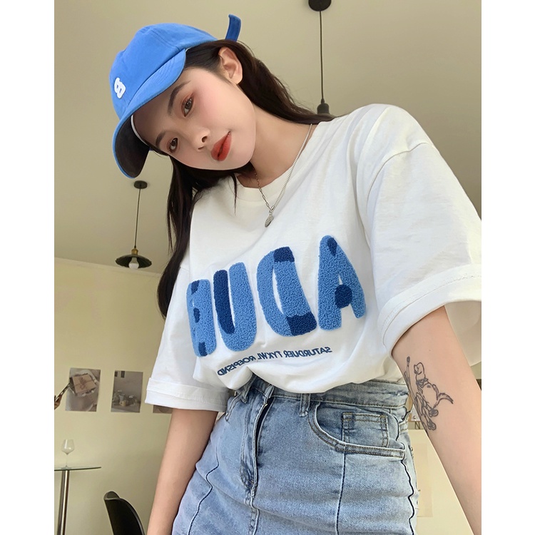 Áo Thun Tay Ngắn Cổ Tròn Thêu Họa Tiết Thời Trang Dành Cho Nữ