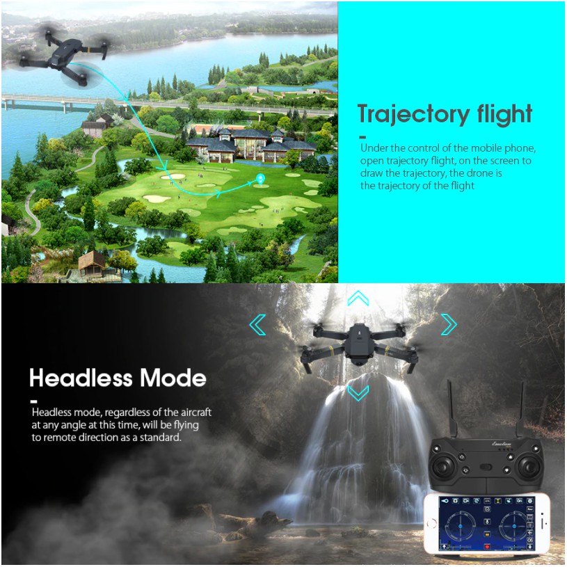 Flycam E58, Thế Hệ Mới 2021 Camera WIFI FPV 4K HD, Tích Hợp Giữ Độ Cao - Chế Độ Không Đầu RC RTF Drone