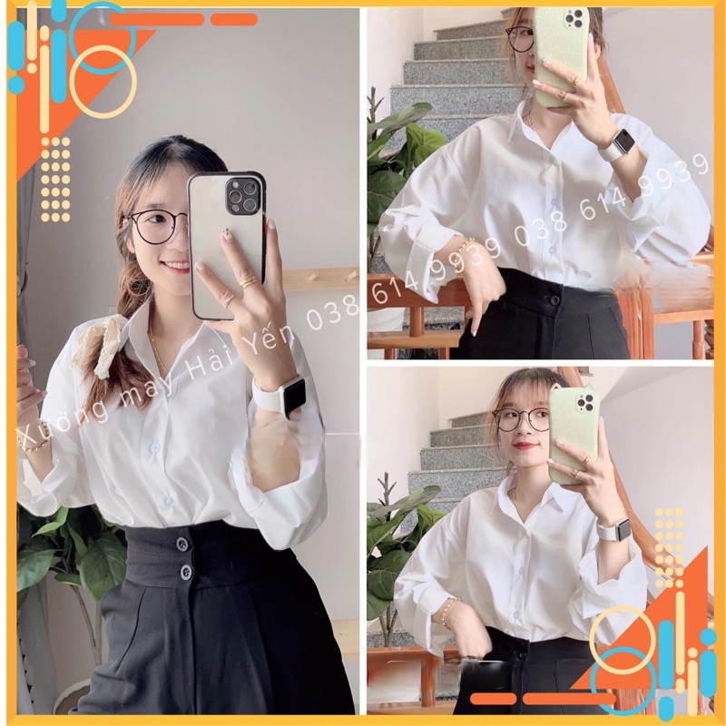 [ xưởng chuyên sỉ ] Áo sơ mi nữ hoc sinh dài tay ảnh thật