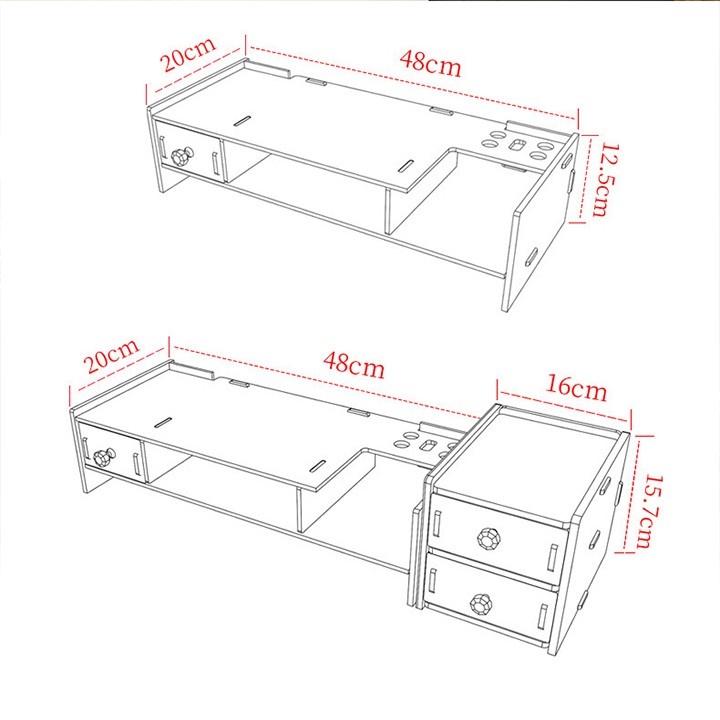 [Quà Tặng 50K] Kệ Để Màn Hình Kệ Để Màn Hình Máy Tính Tặng Kèm Hộp Để Đồ 2 Tầng Gỗ Ép 5 Lớp Chiều Dài 48cm