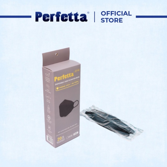 Combo 5 Hộp Khẩu trang 3 lớp Perfetta KF94 Trắng/Đen (20 Cái/Hộp)