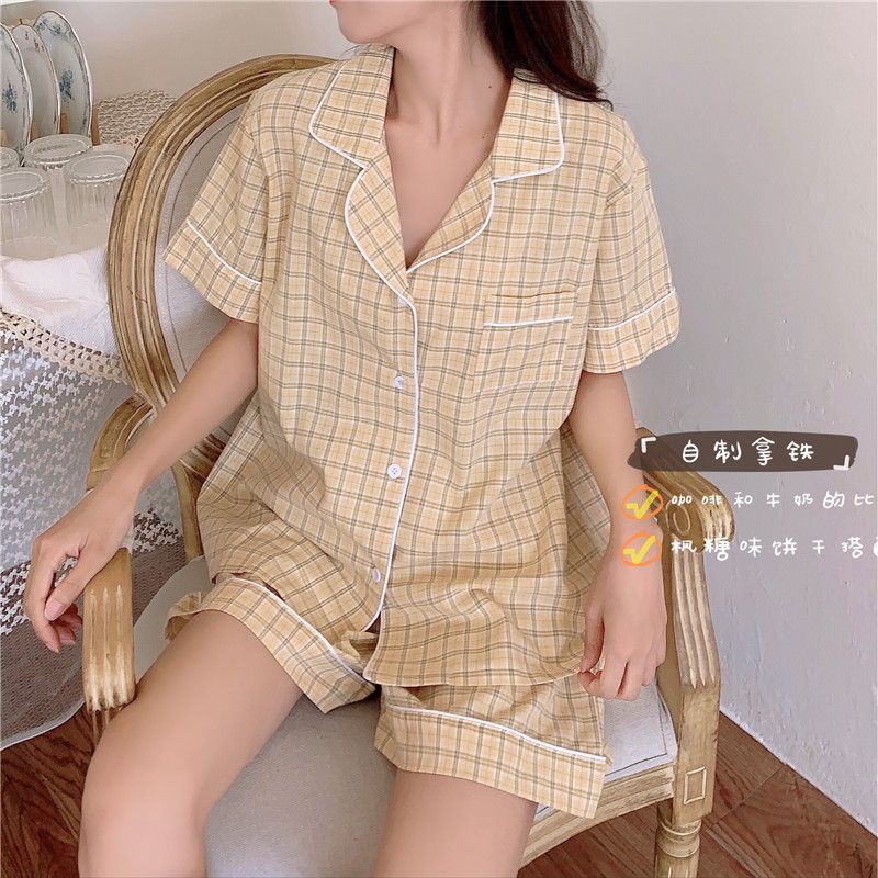 [Sẵn hàng] - ĐỒ BỘ PIJAMA CỘC TAY QUẦN ĐÙI KẺ MẪU MỚI 2021 ( Quảng Châu) | BigBuy360 - bigbuy360.vn