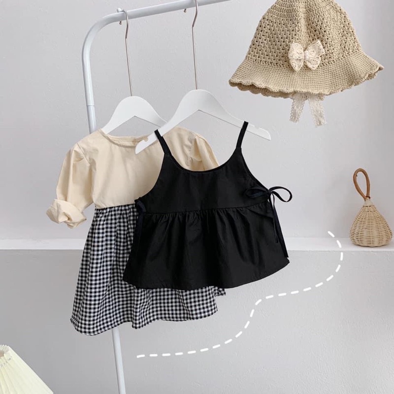 Set váy kèm yếm bé gái