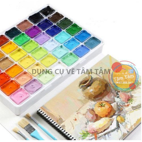 [ TÂM TÂM ]-Màu nước dạng thạch MIYA Himi Gouache pan set 56 colors x 30ml (TẶNG CỌ ỐNG VÀ GIẤY A6)