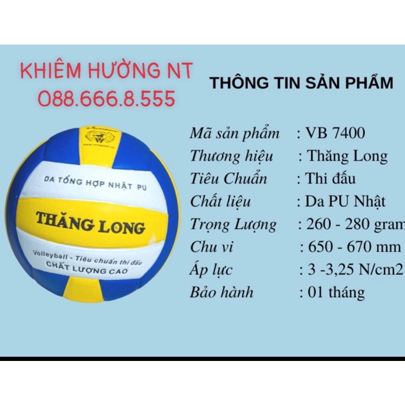 Bóng Chuyền Thi Đấu Thăng Long VB7400 + Lưới + Kim Bơm