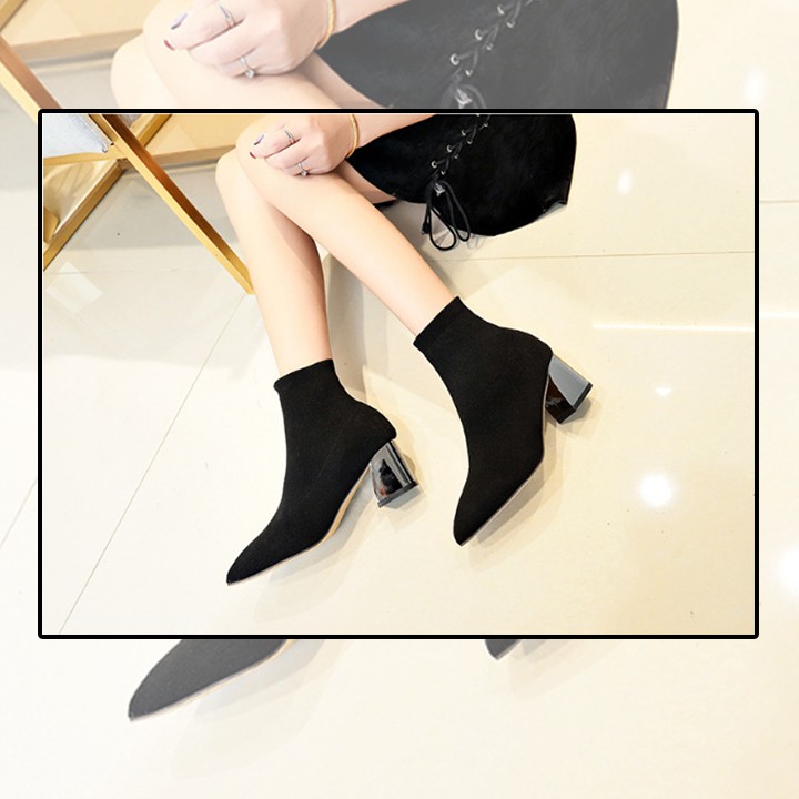 [SUPER SALE] Giày boot nữ đẹp hàng hiệu, Bốt cổ len cao cấp