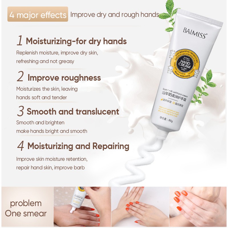 Kem dưỡng da tay sữa dê BAIMISS giúp dưỡng ẩm nuôi dưỡng 8g | BigBuy360 - bigbuy360.vn
