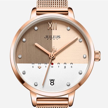 Đồng Hồ Quartz Julius Đếm Ngày Với Dây Đeo Thép Thời Trang Đa Năng 1100