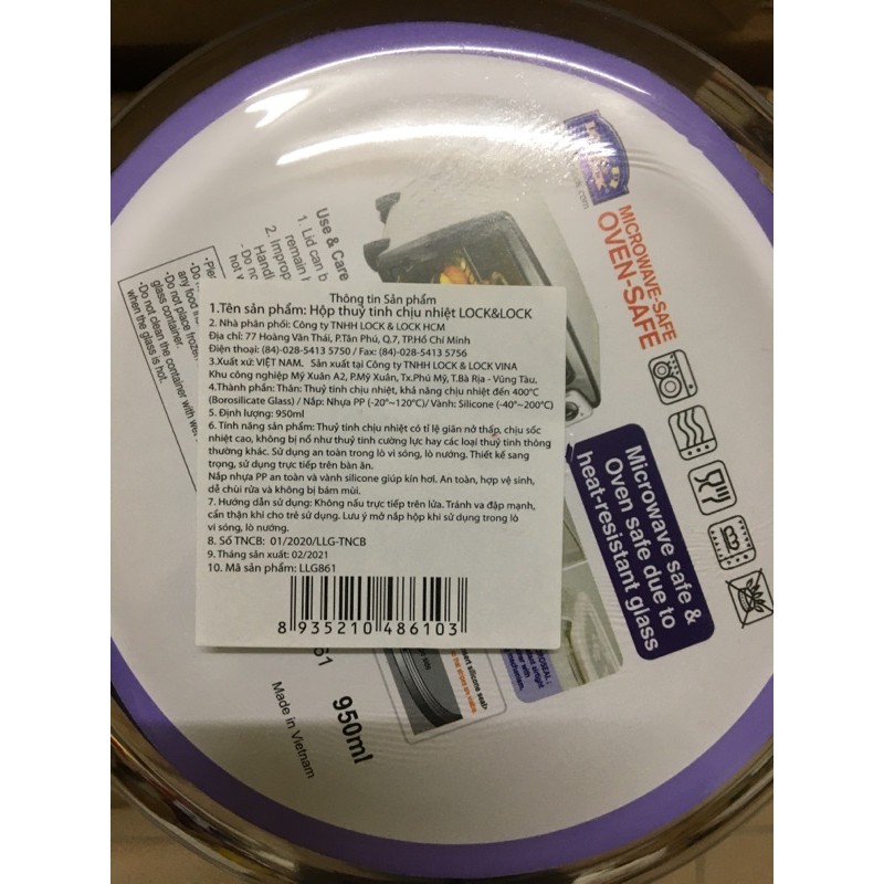Hộp Thuỷ Tinh Chịu Nhiệt LOCK&LOCK 950ml