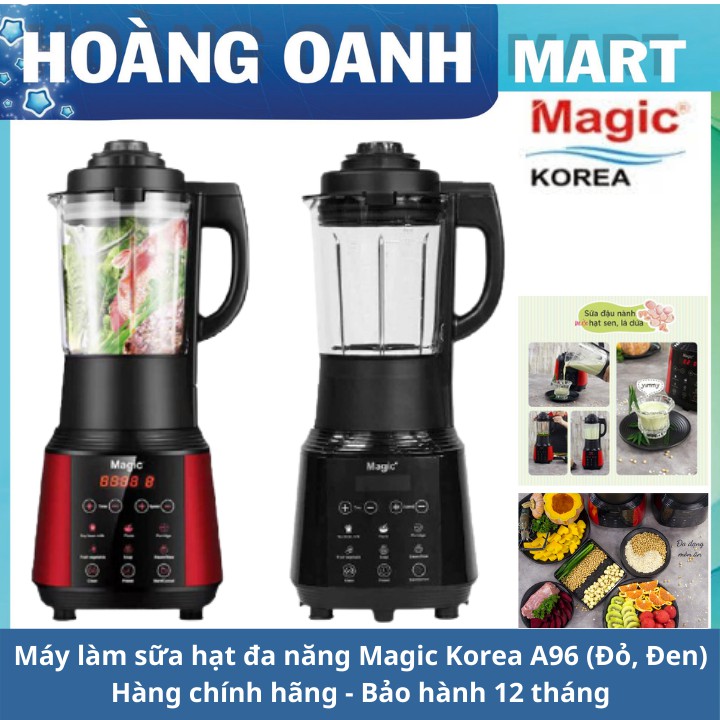 Máy làm sữa hạt máy nấu sữa đa năng Magic Korea A96 sữa đậu nành xay sinh tô nấu cháo 500W nhỏ gọn mạnh mẽ đen bh 12 T