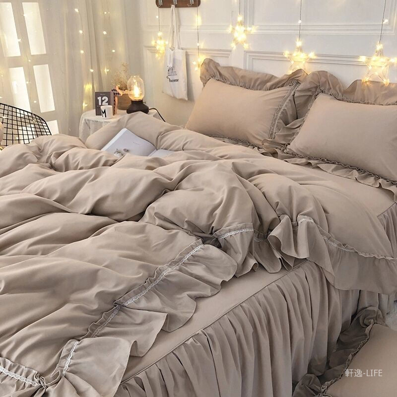 Vỏ Gối Đơn Cỡ Lớn Màu Trà Sữa Phối Ren Phong Cách Hàn Quốc