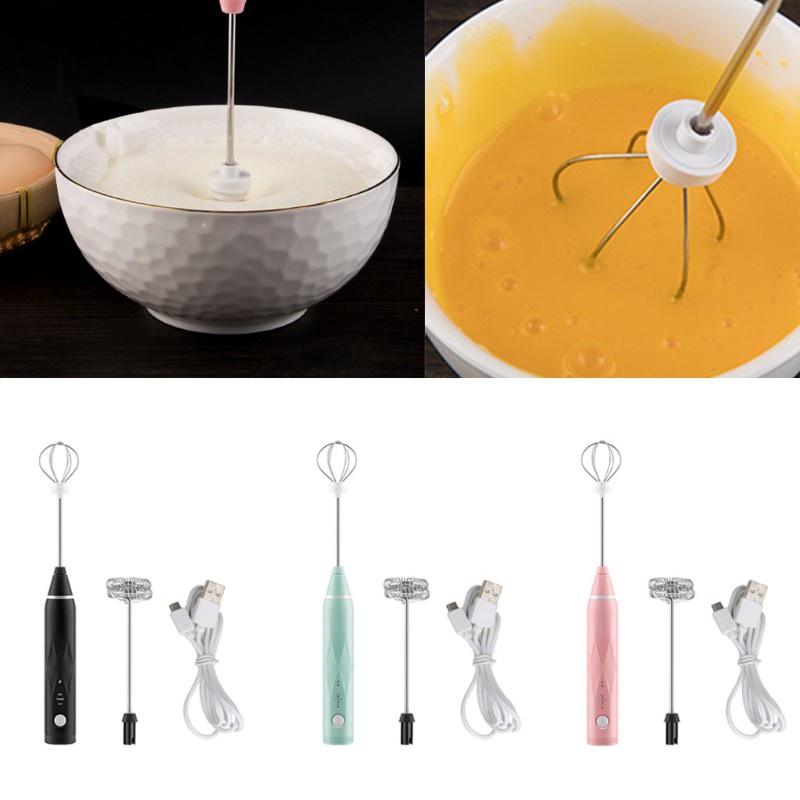 kiss Mini USB Handheld Egg Beater w/ Spirial Stirring Rod Bubbles Stirring Rod for Sauce Dressing Mayonnaise Soup