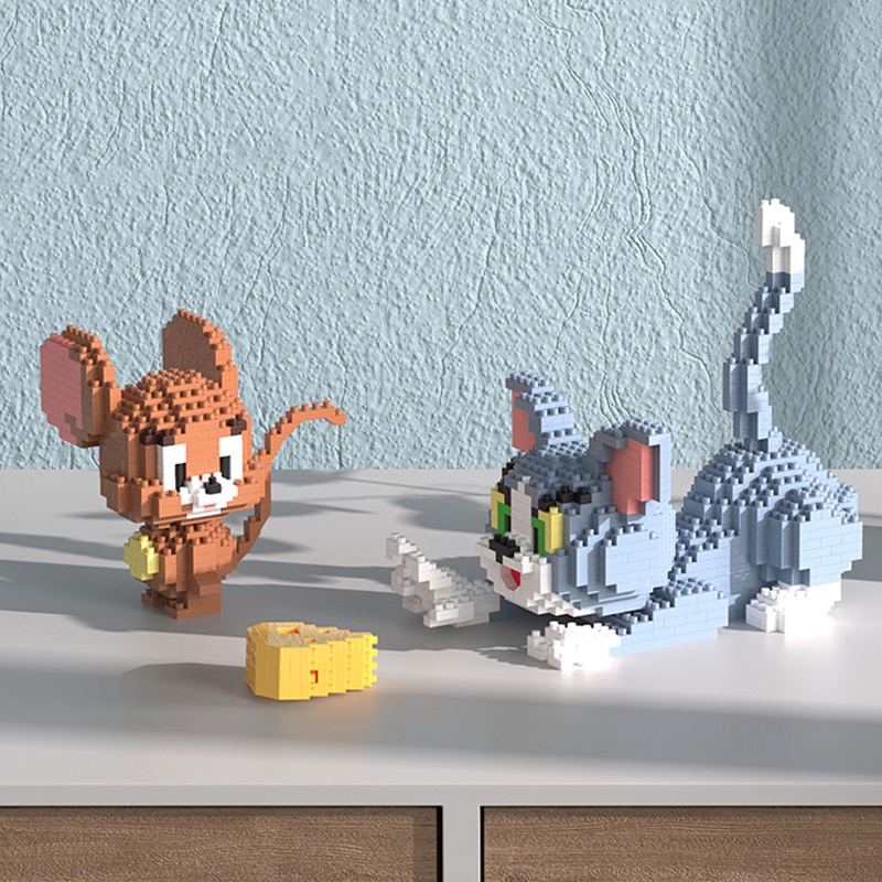 [Mã LIFETOYS1 giảm 30K đơn 99K] Đồ chơi mô hình lắp ráp mèo và chuột dễ thương