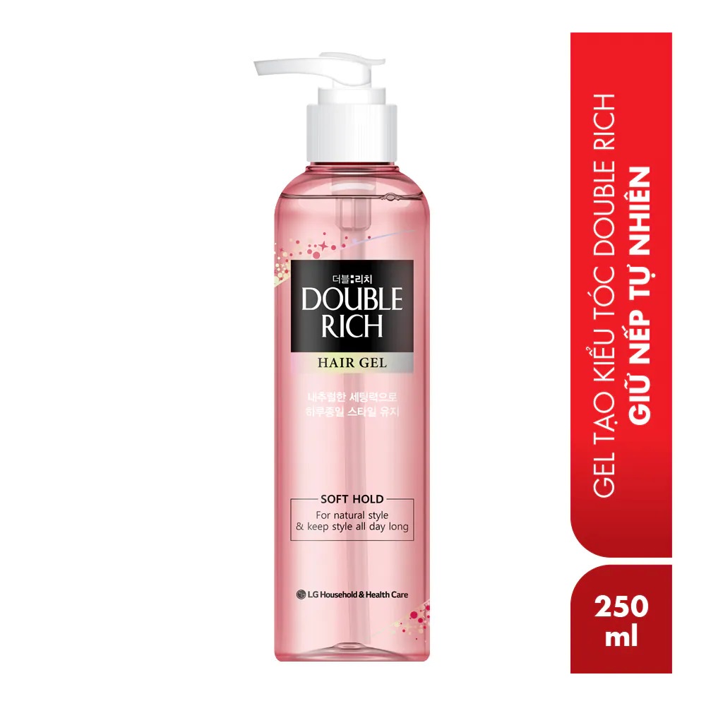 Gel tạo kiểu tóc Double Rich Strong/ Soft 250ml giữ nếp uốn tóc và tự nhiên