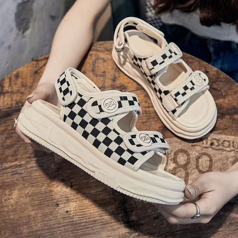 Dép sandal bàn cờ nữ hàng CAO CẤP thiết kế đế cao trẻ trung hot trend 2023