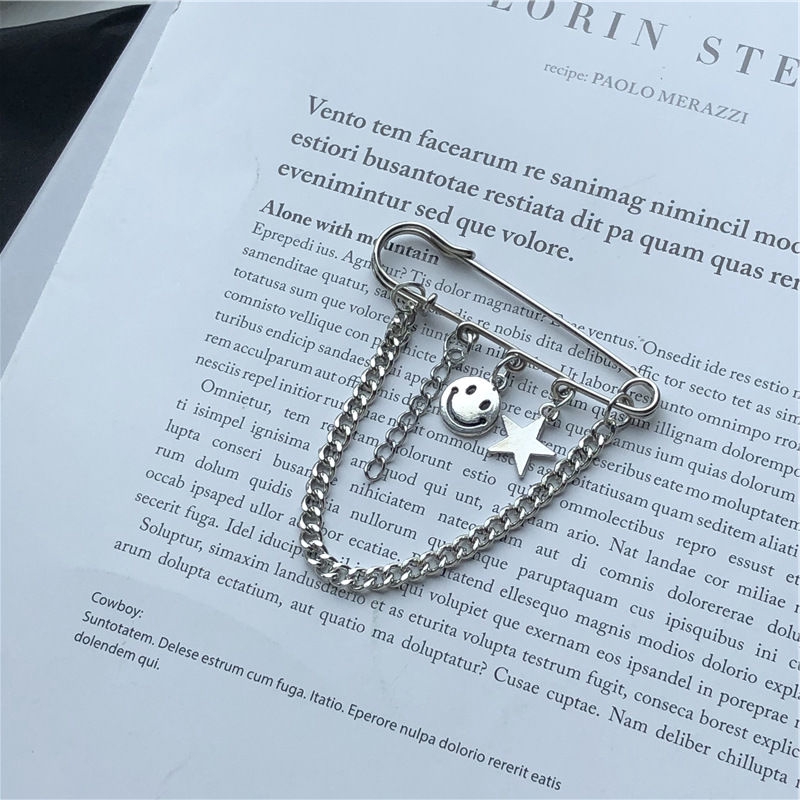 Ghim Cài Áo Hình Mặt Cười Ngôi Sao Mặt Cười Phong Cách Harajuku Hàn Quốc Nhật Bản Dành Cho Nam Và Nữ 22350