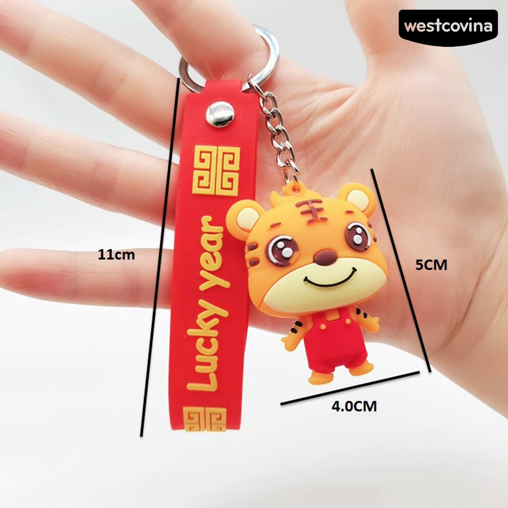 Móc khóa hình cọp may mắn phong cách truyền thống