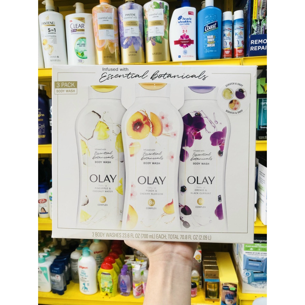 [SET 3 CHAI] Sữa Tắm OLAY Essential Botanicals Chứa Vitamin B3 Giúp Làn Da Khỏe Mạnh - Mỹ
