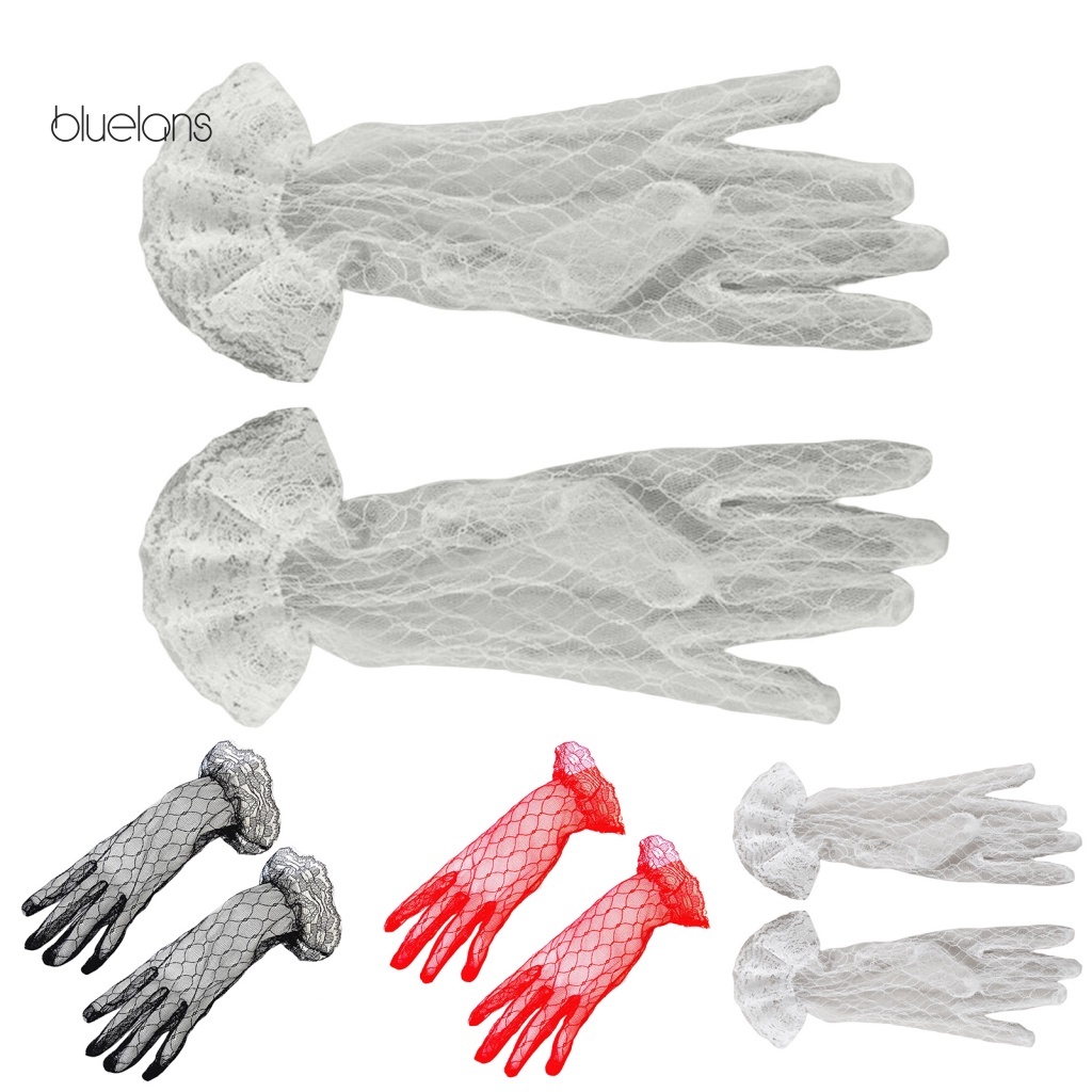 1 Đôi Găng Tay Cô Dâu Vải Lưới Phối Ren Thanh Lịch