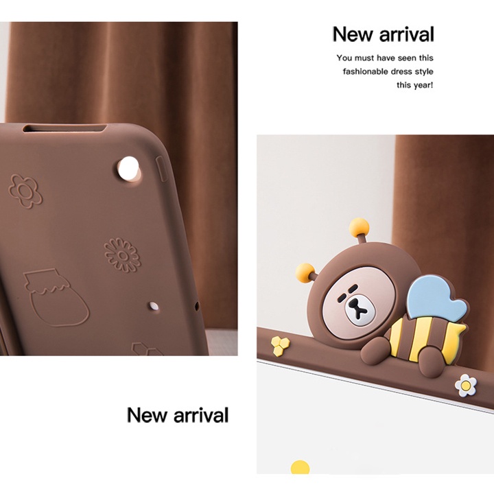 [CHÂN ĐỠ ĐỨNG] Ốp Lưng iPad cho bé mini1/2/3/4/5/6/Air1/2/3/9.7/10.2/10.5/10.9/11, silicon hình ong mật cute - TZAT906